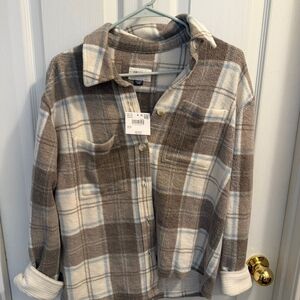 American Eagle Outfitters Plaid Shirt in Brown and Cream